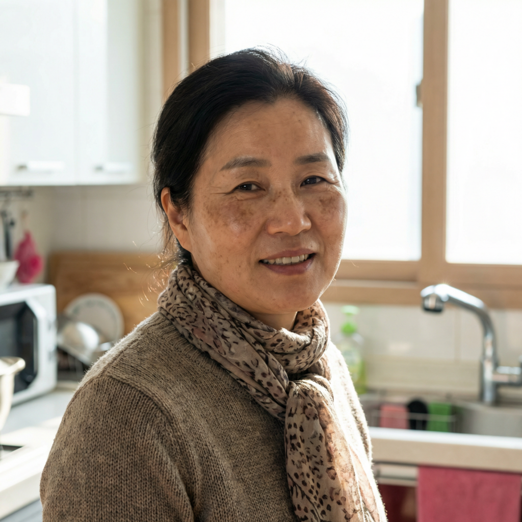 기미 있는 40대 여성 일상 사진